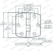 CHARNIERE AVEC COUVERCLE INOX 316 76,5 X 77,4mm