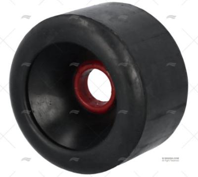 Galet latéral noir - L 75 x Ø 114 mm - alésage Ø 23mm