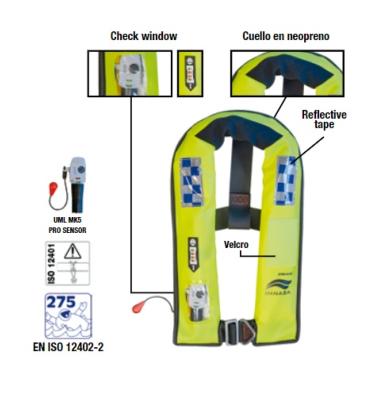 GILET DE SAUVETAGE AUTOMATIQUE AVEC HARNAIS EMERGENCY 275N