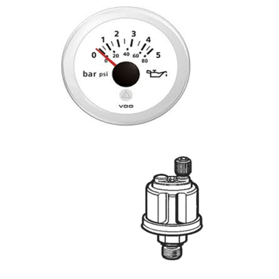 MANOMETRE 0-5 BAR 12/24V VDO 52 MM A2C59514211 AVEC CAPTEUR PRESSION HUILE V360082029004