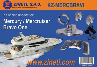 KIT ANODES ZINC MERCRUISER BRAVO ONE ZINETTI KZ-MERCBRAVI