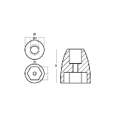 ANODE ZINC ECROU MERCURY BRAVO III OEM 865182, 865182A02