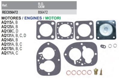 KIT CARBU RECMAR SOLEX 44PA1 AQ115/125/130CD/131/145 OEM 856472/151/170/171 OEM 856472